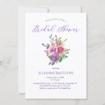 Morado acuarela Floral Bouquet Bridal Ducha