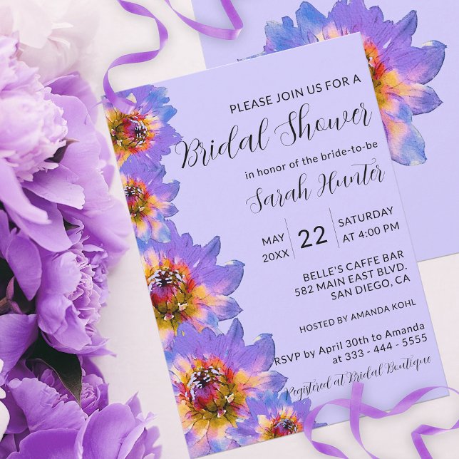 Invitación Morado acuarela Flores Ducha de novia (Subido por el creador)