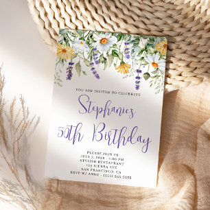Invitación Morado acuarela Flores silvestres