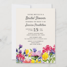 Invitación Morado acuarela Flores silvestres Floral Ducha de