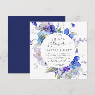 Invitación Morado Azul de la Marina Viola Primavera Floral Br