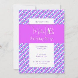 Invitación Morado Azul Magnolia Morado Dulce 16 cumpleaños