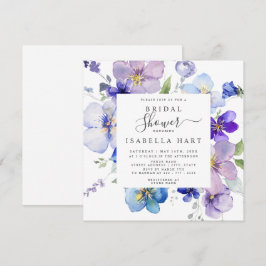 Invitación Morado azul malva pansy Viola Floral Bridal Shower