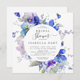 Invitación Morado azul malva viola primavera floral ducha de 