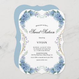 Invitación Morado azul moderno dulce floral dieciséis
