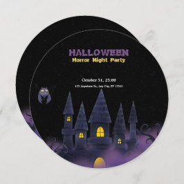 Invitación Morado Black Playful Halloween (círculo de sm)