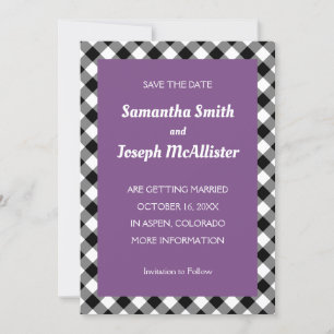 Invitación Morado blanco y negro de búfalo colocado Guardar f