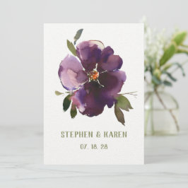 Invitación Morado Borgoña Boda de cinco flores de Petal