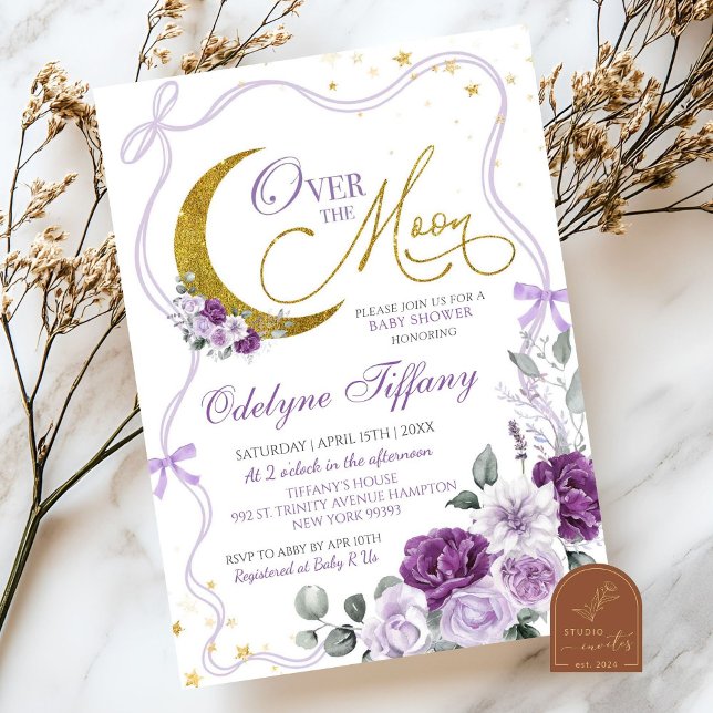 Invitación Morado Bow Lilac Sobre El Baby Shower Chica De La  (Subido por el creador)
