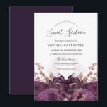 Invitación Morado Burgundy Floral Elegante dulce 16 Fiesta<br><div class="desc">Morado Borgoña Floral Elegante Sweet 16 Party Invitación Ver colección de coincidencias en la tienda Puede cambiar de color como quieras.</div>