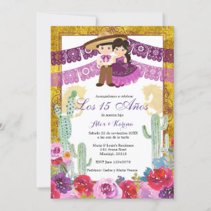 Invitación Morado Cactus Floral