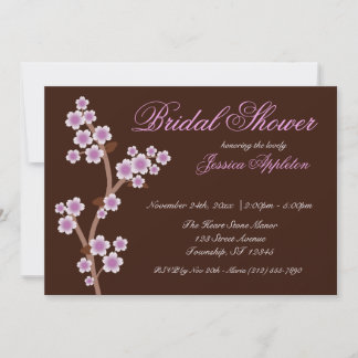 Invitación Morado cerezo Blossom Brown Bridal Shower