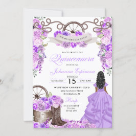 Invitación Morado Charra Princesa Occidental Quinceanera