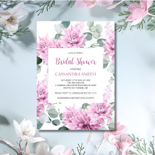 Invitación Morado Dahlia Eucalyptus Ducha Botánica Bridal