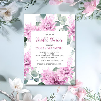 Invitación Morado Dahlia Eucalyptus Ducha Botánica Bridal