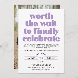 Invitación Morado de la celebración del Boda de la secuencia