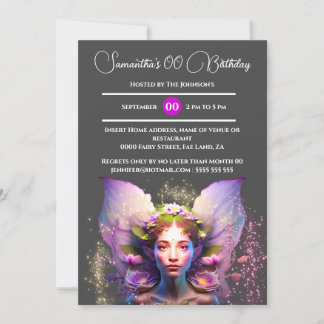 Invitación Morado de la princesa pixista de hadas encantado