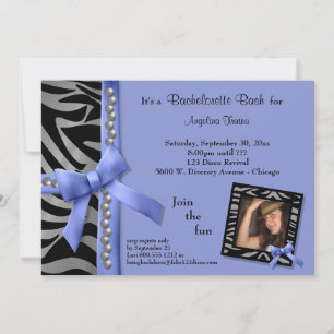 Invitación Morado De Perlas Plateadas Y Tiras De Zebra