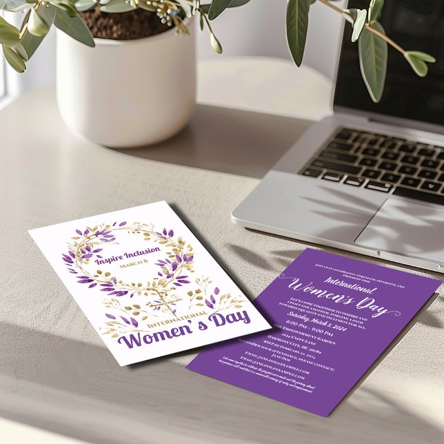 Invitación Morado deja el Día de la Mujer Rótulo Femenino (Subido por el creador)