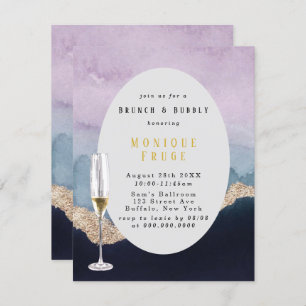 Invitación Morado Dusty Blue Agate Brunch & Bubbly