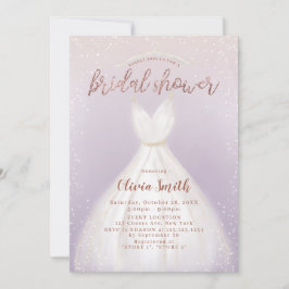 Invitación Morado elegante vestido de novia ducha de novia