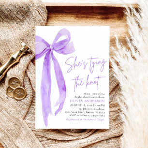Invitación Morado está atando la ducha nupcial