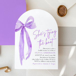 Invitación Morado está atando la ducha nupcial