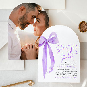 Invitación Morado está atando la ducha nupcial