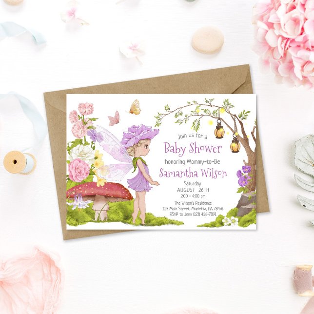 Invitación Morado Fairy Floral Fairy Tale Baby Shower (Subido por el creador)