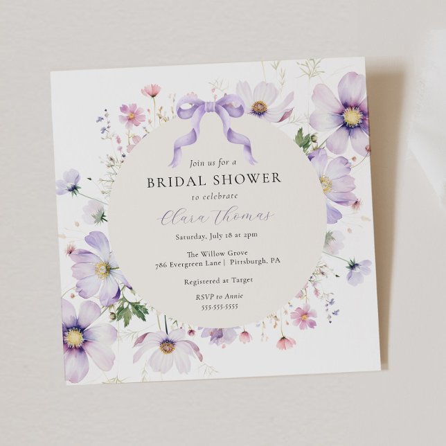 Invitación Morado Flor silvestre ducha de novia (Subido por el creador)