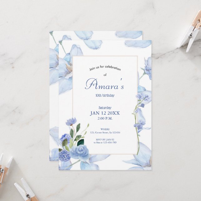 Invitación Morado Floral (Anverso/Reverso In Situ)