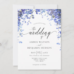 Invitación Morado Floral Agua histeria Boda de flores