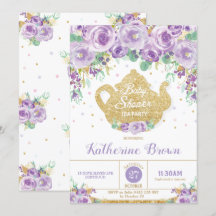 Morado Floral Baby Shower Tea Fiesta Baby Girl