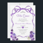 Invitación Morado Floral Cinta Cinta Plata Mi Quince<br><div class="desc">EDITABLE Púrpura Floral Cinta Cinta Plata Corona Mis Quince Invitación Elegante Quinceañera Morado Princesa Floral Invitación de cumpleaños Crown Plata Mis Quince Anos,  Fiesta de Cumpleaños 16</div>