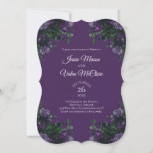 Morado Floral Elegante Boda Gótica