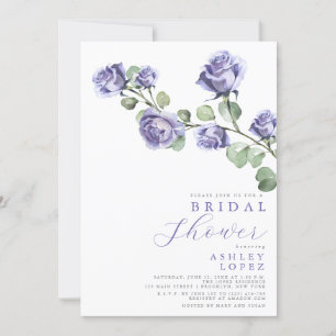 Invitación Morado Floral Elegante Ducha Mínima Bridal