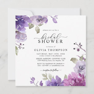 Invitación Morado Floral Mauve Lilac Dusty Bridal Shower Inv
