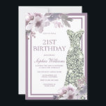 Invitación Morado Floral Plata Vestido de Diamante 21 cumplea<br><div class="desc">Colección Rústica 21ª Invitación a Concordancia con Diamante Plata Floral Púrpura en Nest y Nest Store. Diseño cortesía de: https://www.etsy.com/shop/SmallHouseBigPony</div>