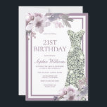 Invitación Morado Floral Plata Vestido de Diamante 21 cumplea<br><div class="desc">Colección Rústica 21ª Invitación a Concordancia con Diamante Plata Floral Púrpura en Nest y Nest Store. Diseño cortesía de: https://www.etsy.com/shop/SmallHouseBigPony</div>