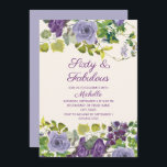 Invitación Morado Floral Verde Sale 60 Fabuloso Cumpleaños<br><div class="desc">Plantas de color morado con hojas florales y verdes en el jardín botánico crema de marfil 60 cumpleaños invitación a la fiesta. Contáctenos para obtener ayuda sobre la personalización o la correspondencia de productos.</div>