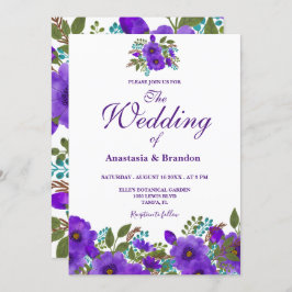 Invitación Morado Floral Watercolor | BODA