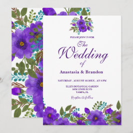 Invitación Morado Floral Watercolor | BODA