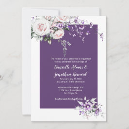 Invitación Morado Flores silvestres Rubor Boda de rosas rosad