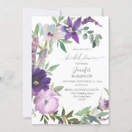 Invitación Morado - Lavanda y ducha violeta de novia floral