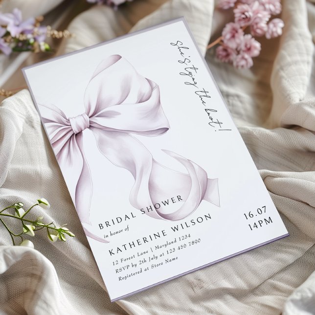 Invitación Morado Lilac Bow Bridal Shower (Subido por el creador)