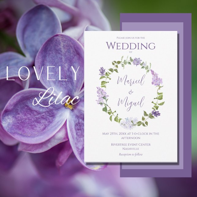 Invitación Morado Lilac Floral acuarela Boda moderno (Subido por el creador)