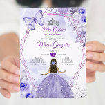 Invitación Morado Lilac Mis Quince 15 Anos Crown Quinceañera<br><div class="desc">Invitación de la Corona de Plata Quinceañera Purple Lilac Quince Quince 15 Anos,  16º Cumpleaños, </div>