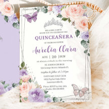 Morado Lilac Rubor Floral Silver Quinceañera XV 16