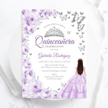 Morado Lilac Watercolor Floral Quinceanera