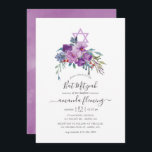 Invitación Morado Magnolias y Rosas Watercolor Bat Mitzvah<br><div class="desc">Invitación de mitzvah murciélago morado floral con elegante personalizable de tipografía de escritura a mano a los detalles de tu evento.</div>